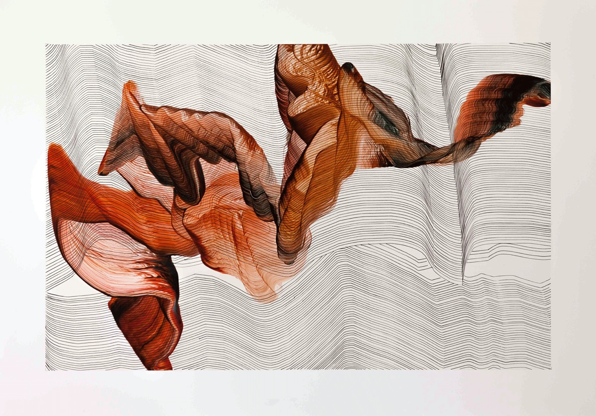 Jump, 2018, 45 x 64 cm, Tusche, Öl auf Papier