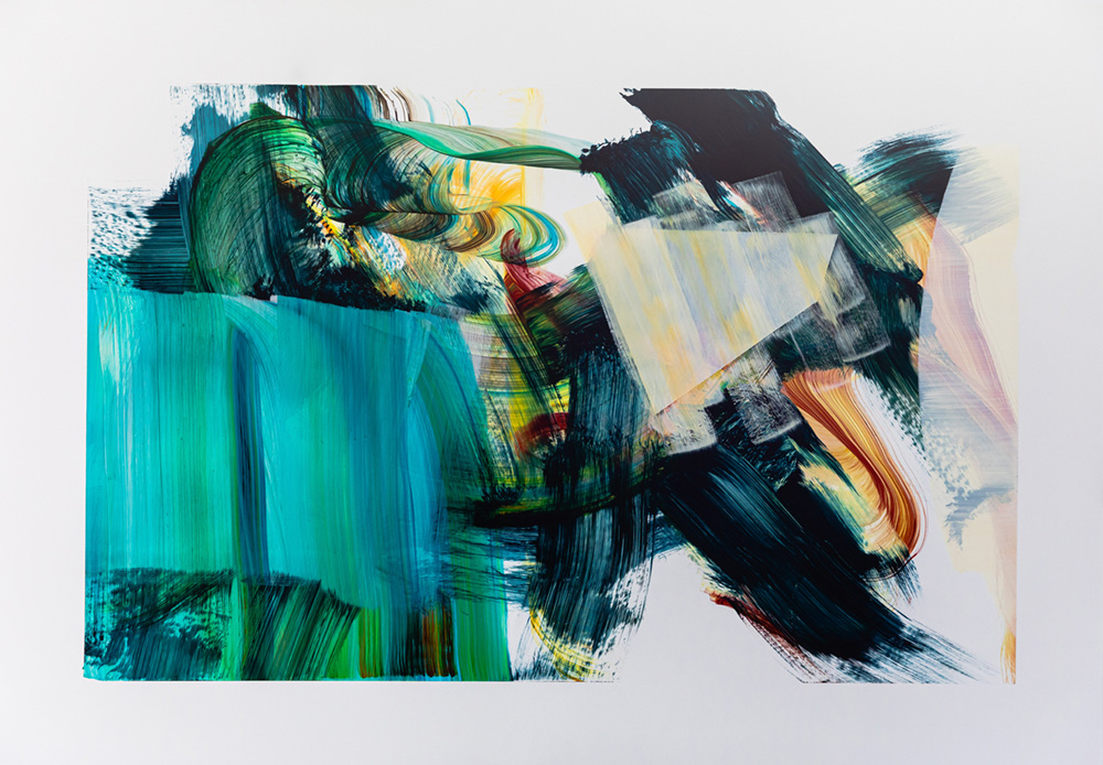 Mendo, 2022, Öl auf Papier, 70 x 100 cm