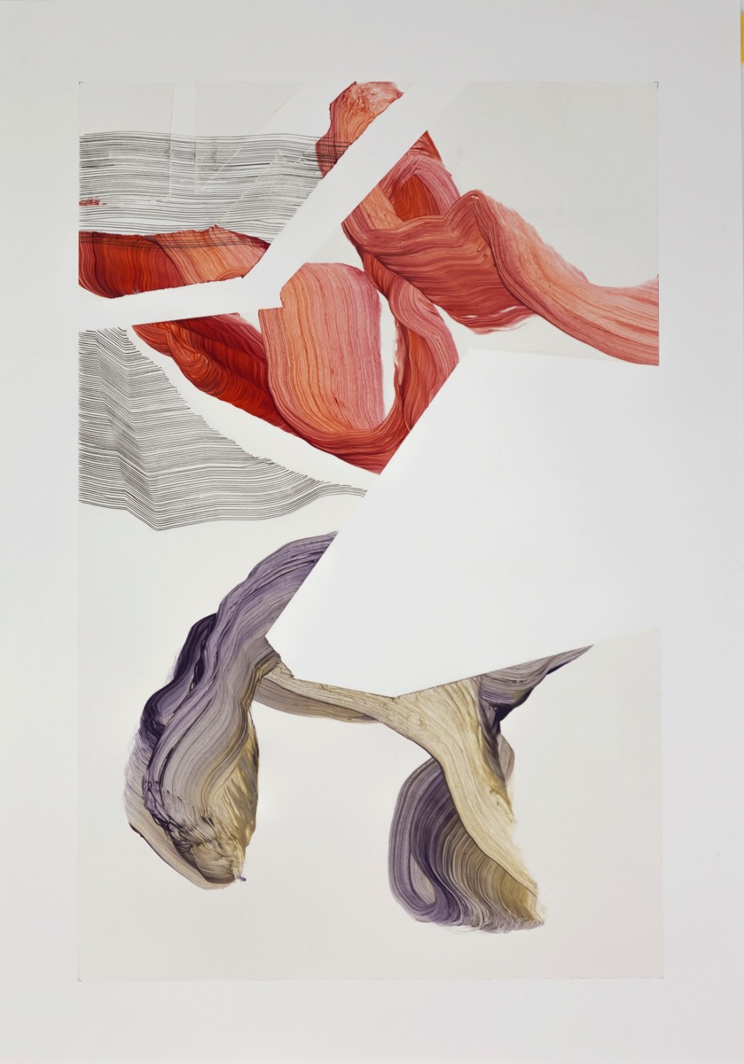 Wei&szlig;raum, 2018, 45 x 64 cm, Tusche, &Ouml;l auf Papier